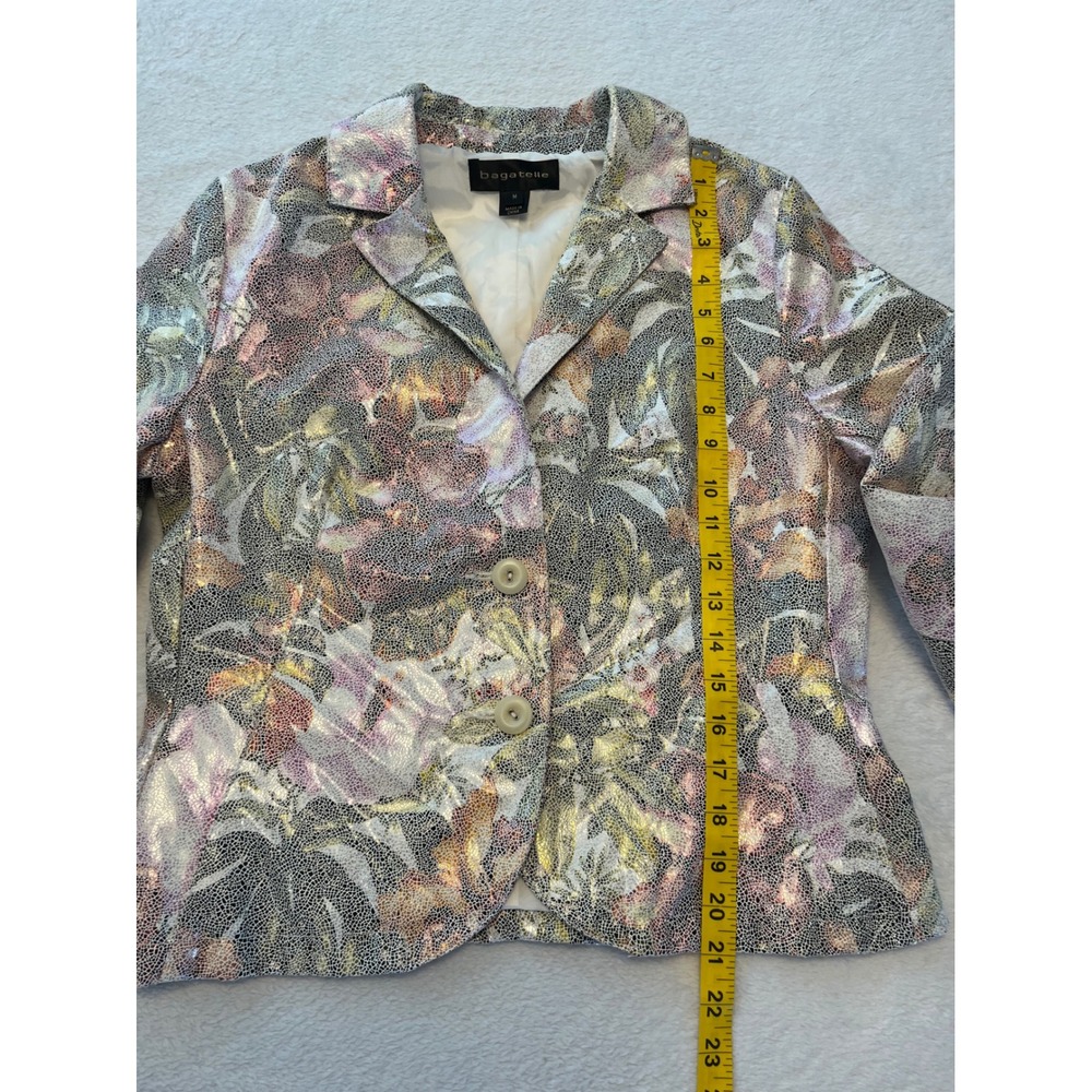 Bagatelle Women's Metallic Floral Blazer Jacket Size M - Picture 2 of 7